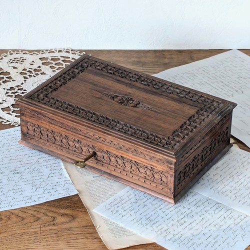 Vintage holzschatulle kaschmir - vintage,