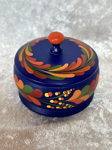 Folk art schmuckdose holz - schmuckdose, blau